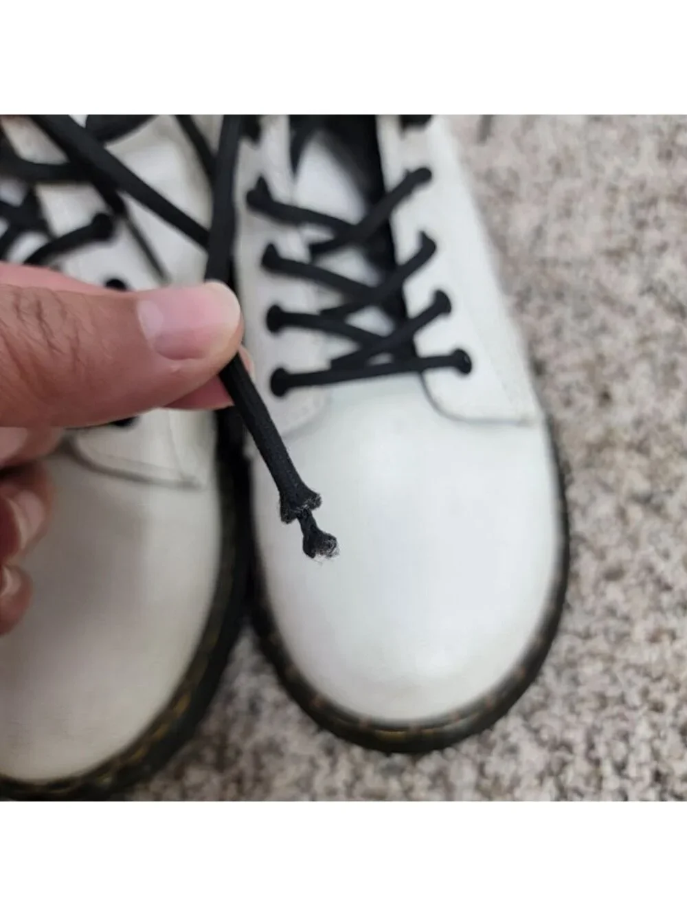 Dr. Martens Youth White Black Combat Boots US Size 1 Grunge punk emo